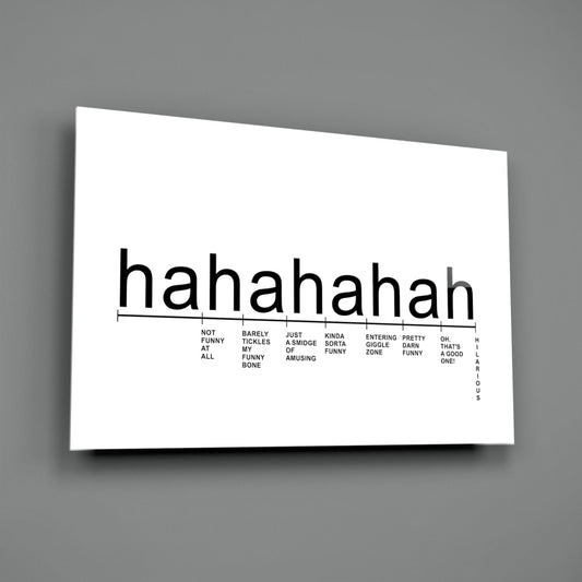 White Minimal Laughter Chart Glass Wall Art