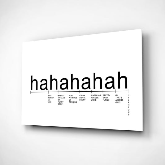 White Minimal Laughter Chart Glass Wall Art