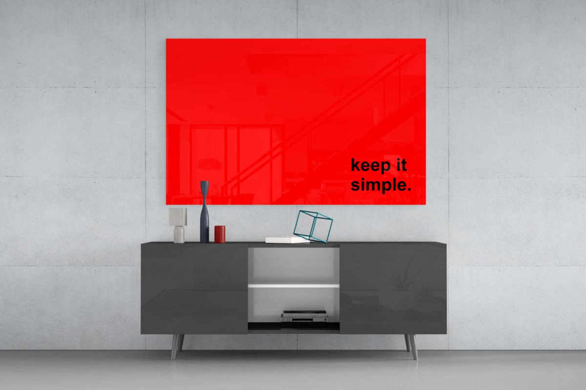 Keep It Simple Red Black Letters Glass Wall Art Otarealm