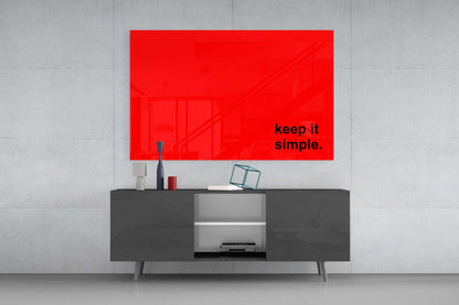 Keep It Simple Red Black Letters Glass Wall Art Otarealm