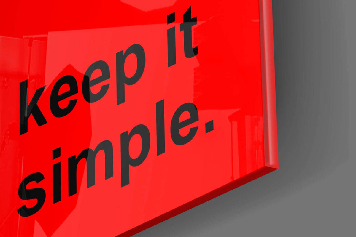 Keep It Simple Red Black Letters Glass Wall Art Otarealm