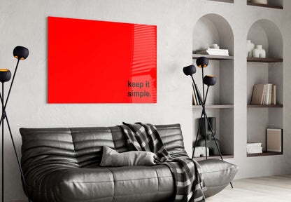 Keep It Simple Red Black Letters Glass Wall Art Otarealm