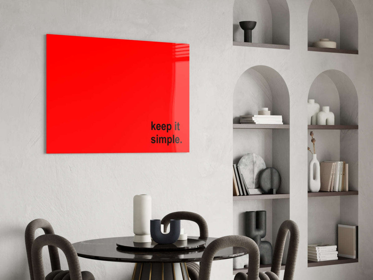 Keep It Simple Red Black Letters Glass Wall Art Otarealm