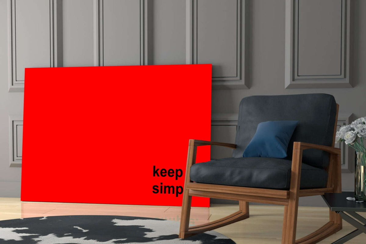 Keep It Simple Red Black Letters Glass Wall Art Otarealm