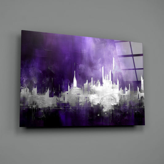 Purple Mist Abstract Skyline Glass Wall Art