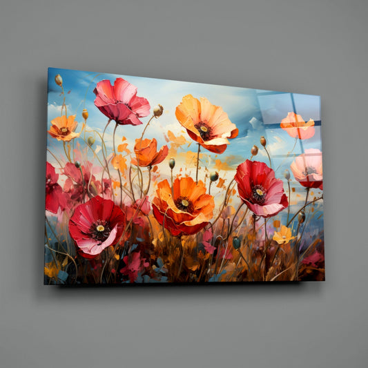 Poppies Glass Wall Art || Designer Collection