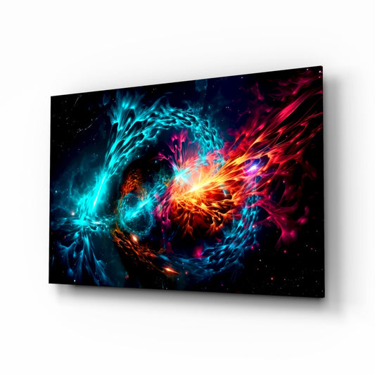 Fire and Water Yin Yang Glass Wall Art