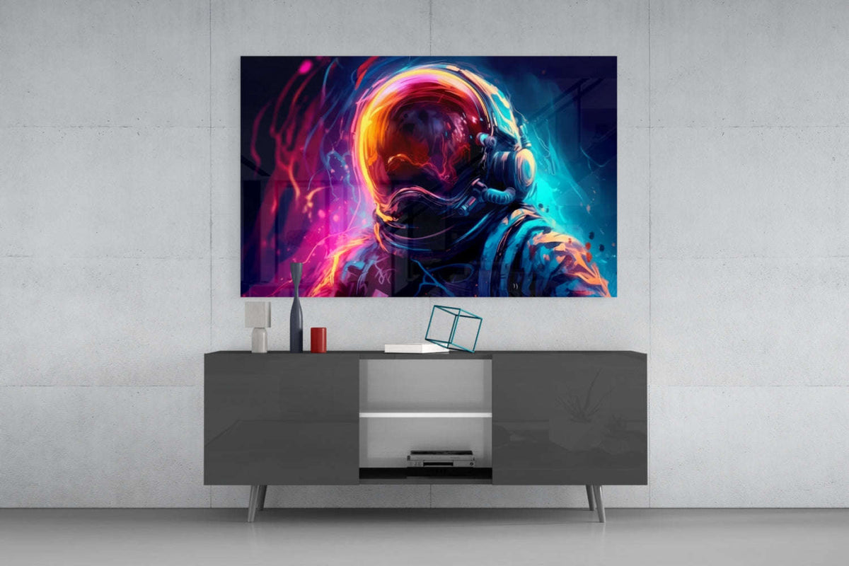 Glowing Helmet Astronaut Glass Wall Art Otarealm