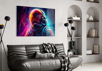 Glowing Helmet Astronaut Glass Wall Art Otarealm