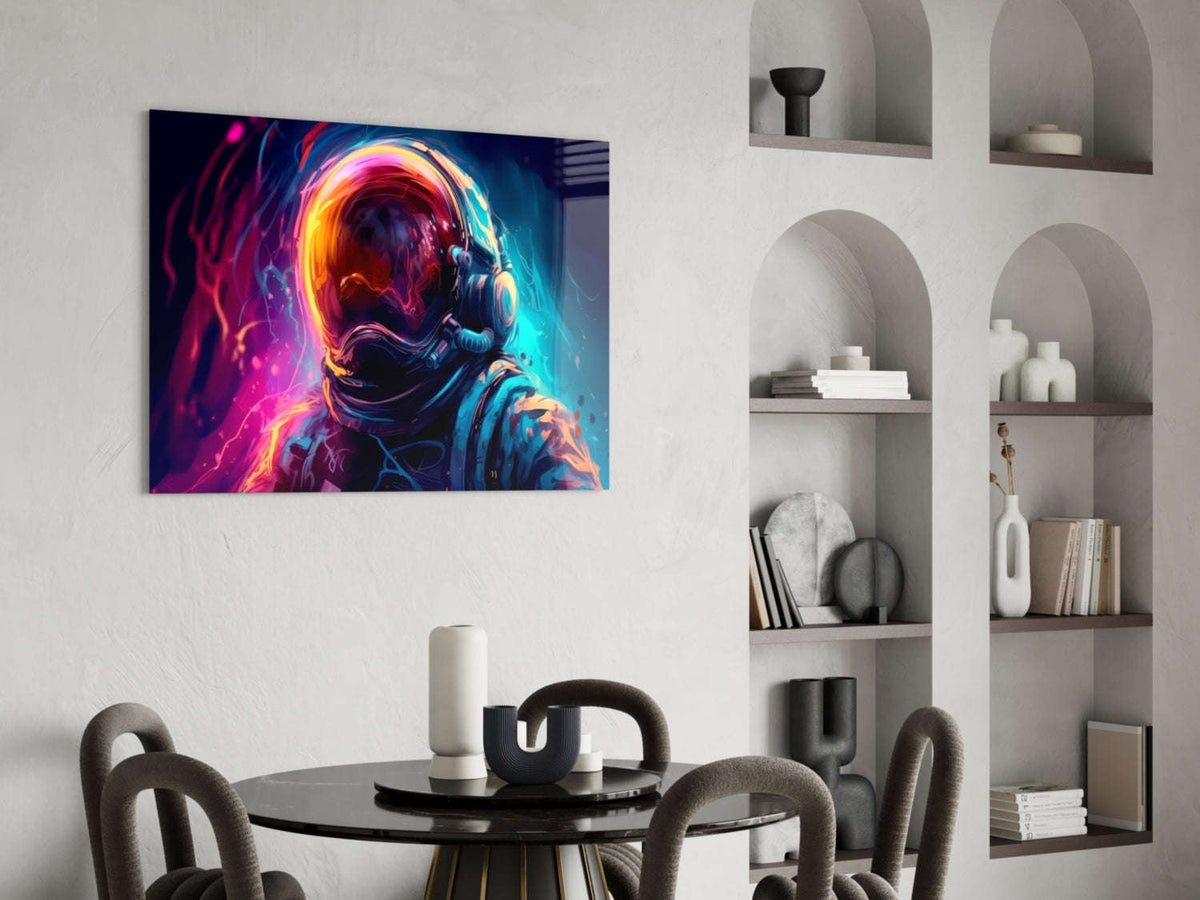 Glowing Helmet Astronaut Glass Wall Art Otarealm