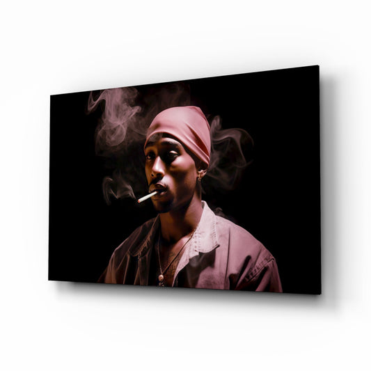 Pink Bandana Cigarette Smoke Rapper Glass Wall Art