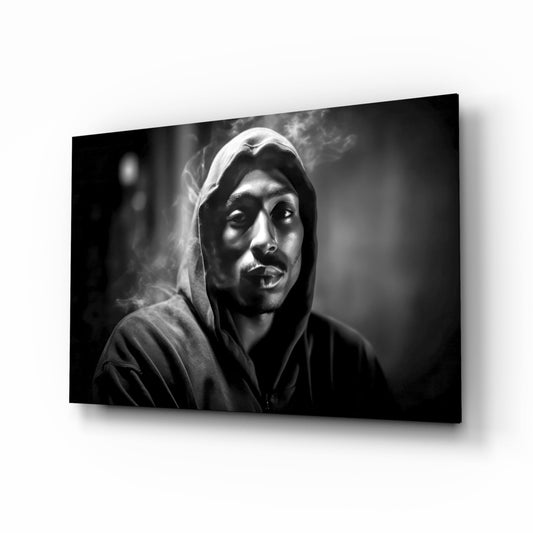 Smoky Gray Zip Hoodie Rapper Glass Wall Art