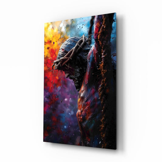 Crown Of Thorns Colorful Splatter Glass Wall Art