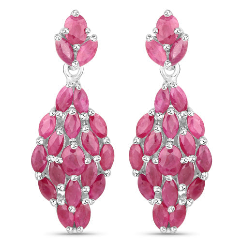 4.12 Carat Genuine Ruby .925 Sterling Silver Earrings