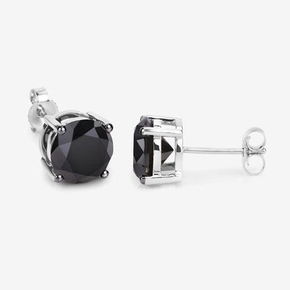 4.25 Carat Genuine Black Diamond 14K White Gold Earrings