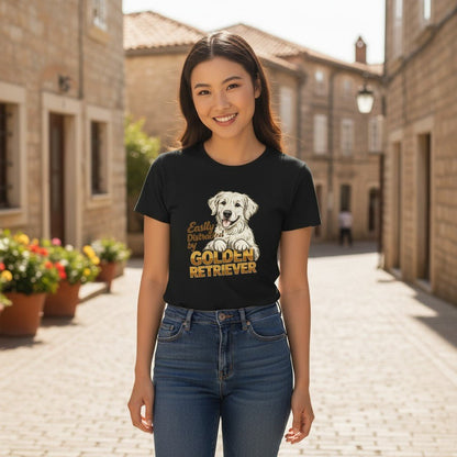 Easily Distracted By Golden Retriever Graphic T-Shirt Cotton Unisex Casual Dog Lover Wear