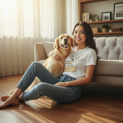 Easily Distracted By Golden Retriever Women Graphic T-Shirt Cotton Pet Lover Casual Top