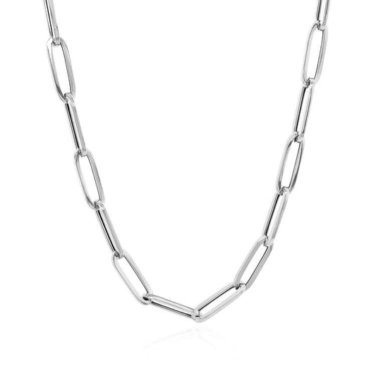 14k White Gold Bold Paperclip Chain (4.2 mm)