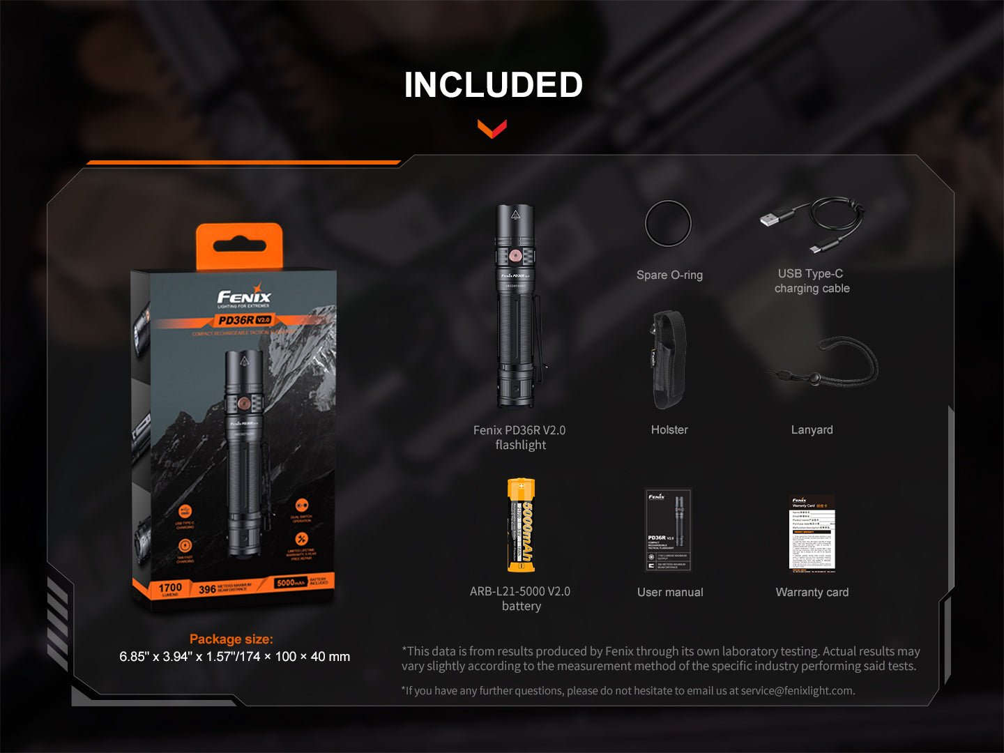 Fenix PD36R V2 Compact Rechargeable Tactical Flashlight - 1700 Lumens Otarealm