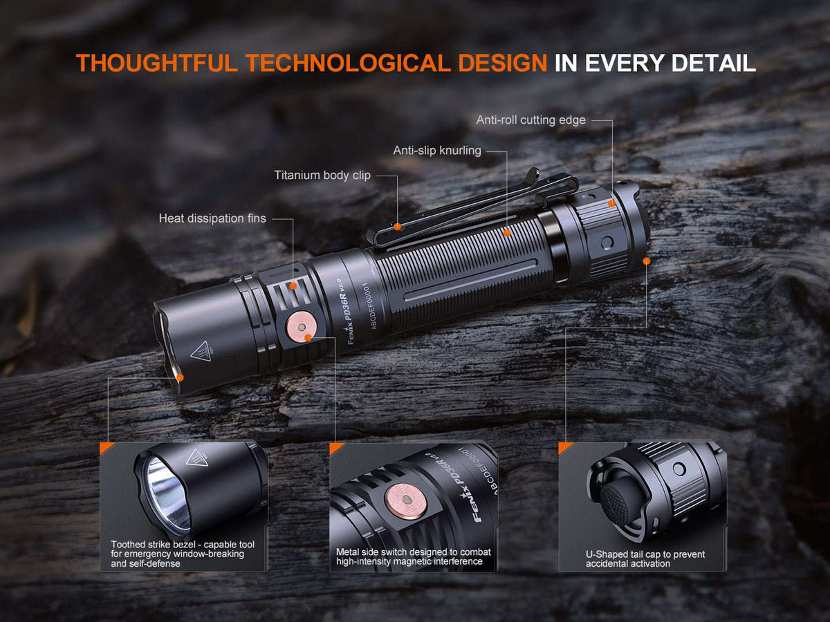Fenix PD36R V2 Compact Rechargeable Tactical Flashlight - 1700 Lumens Otarealm
