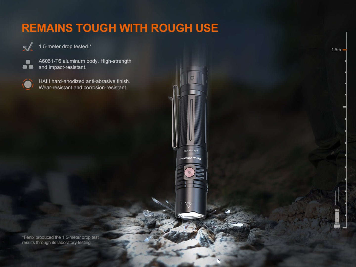 Fenix PD36R V2 Compact Rechargeable Tactical Flashlight - 1700 Lumens Otarealm