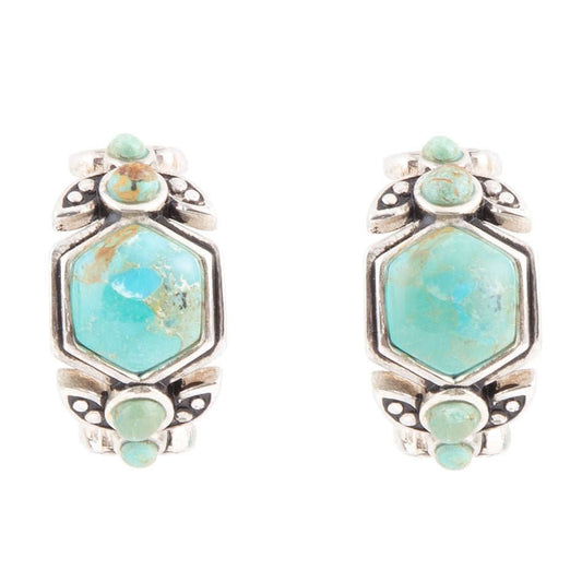 Emile Blue Turquoise Sterling Silver Hoop Earrings Otarealm