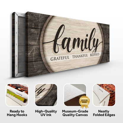 Grateful Thankful Blessed Family Sign