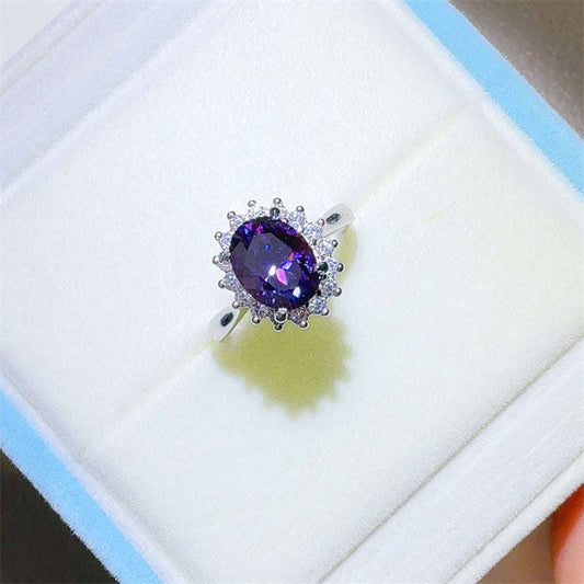 2 Carat 925 Sterling Silver Oval Moissanite Ring Otarealm