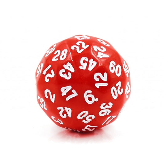 D60-Red Opaque w/White Numbers RPG DND Dice