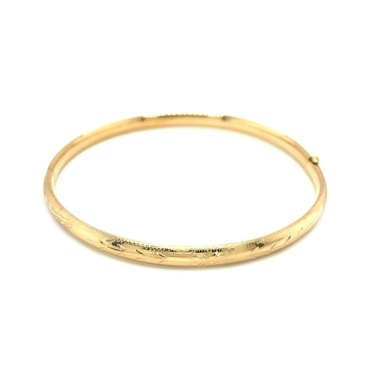 14k Yellow Gold Dome Florentine Design Bangle Otarealm