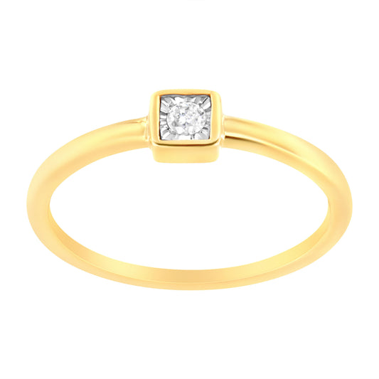 14K Yellow Gold Plated .925 Sterling Silver 1/20 cttw Miracle Set Diamond Promise Ring (J-K Color, I1-I2 Clarity) - Size 6