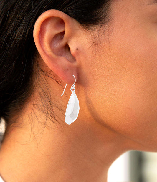 Faceted Sterling Silver Drop Earrings Otarealm