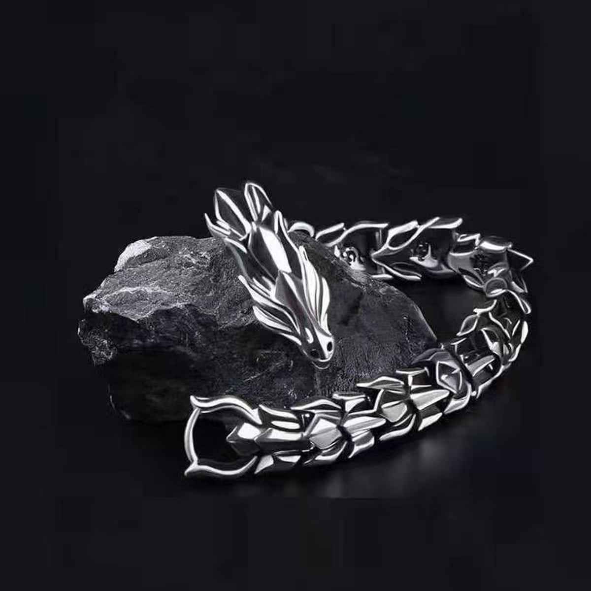 Mens Dragon Scale Bracelet Alloy Metal Symmetrical Wrist Bangle