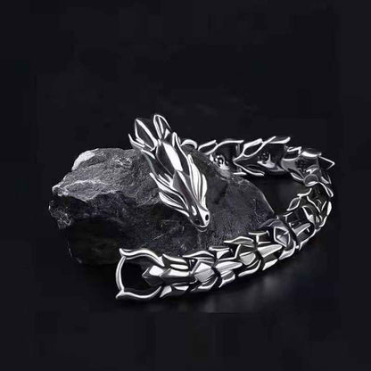 Mens Dragon Scale Bracelet Alloy Metal Symmetrical Wrist Bangle
