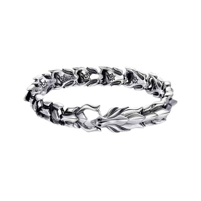 Mens Dragon Scale Bracelet Alloy Metal Symmetrical Wrist Bangle