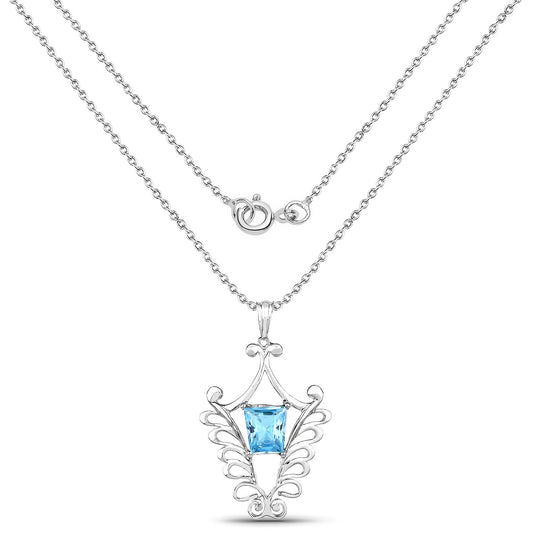 5.68 Carat Genuine Swiss Blue Topaz .925 Sterling Silver Pendant
