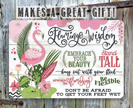 Flamingo Wisdom - Metal Sign