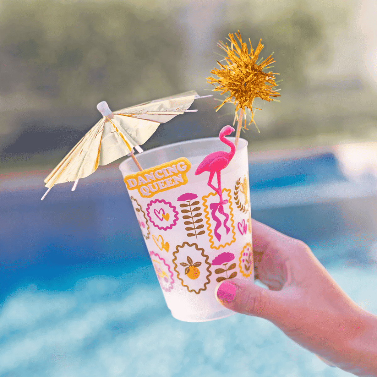 Flamingo Drink Charm & Umbrella Stirrers Set Otarealm