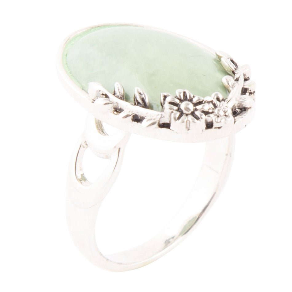 Floral Green Turquoise and Sterling Silver Ring Otarealm