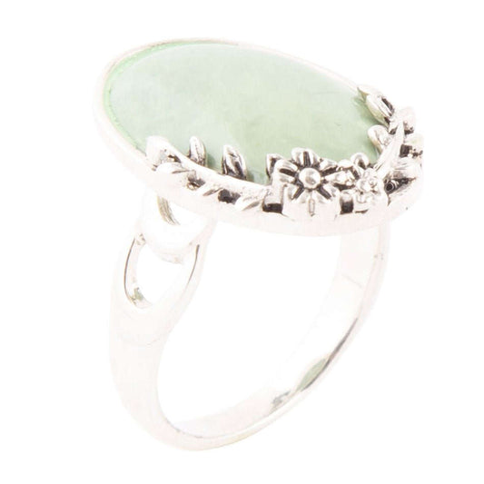 Floral Green Turquoise and Sterling Silver Ring Otarealm