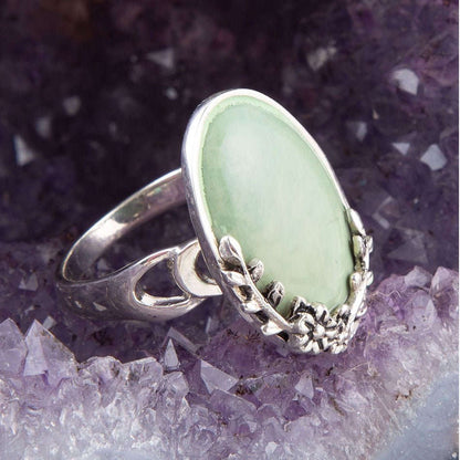 Floral Green Turquoise and Sterling Silver Ring Otarealm