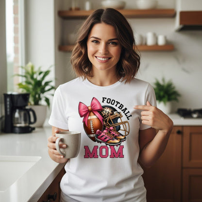 Football Mom T-Shirt 100% Ring-Spun Cotton Game Day Graphic Tee
