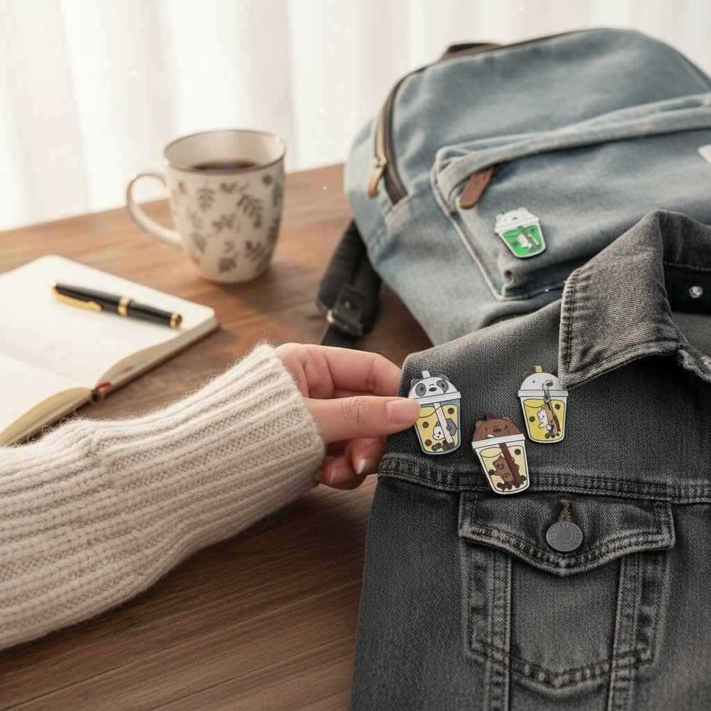 Fun Boba Drink Enamel Pin – Cup Shaped Pin for Collectors