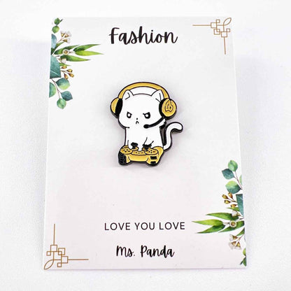 Gamer Cat Enamel Pin for Jackets, Bags, and Cat Lovers