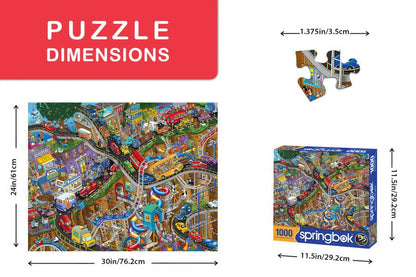 Getting Away 1000 Piece Jigsaw Puzzle by Springbok Puzzles - Wacky Rush Hour Fun