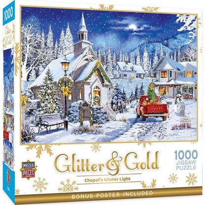 Glitter & Gold - Chapel's Winter Light 1000 Piece Jigsaw Puzzle | Masterpieces Puzzles
