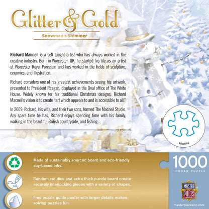 Glitter & Gold - Snowman's Shimmer 1000 Piece Jigsaw Puzzle | Masterpieces Puzzles