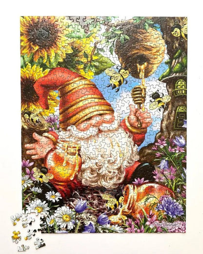 Gnome Worries Bee Happy 500 Piece Jigsaw Puzzle by Springbok Puzzles