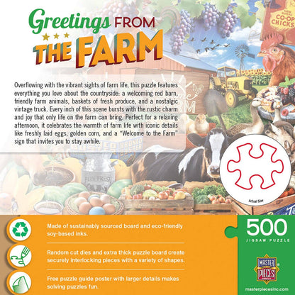 Greetings From the Farm 500 Piece Jigsaw Puzzle by Masterpieces Puzzles