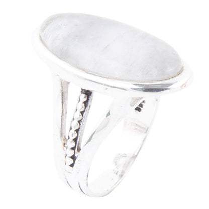 Grey Quartz and Sterling Silver Oval Ring